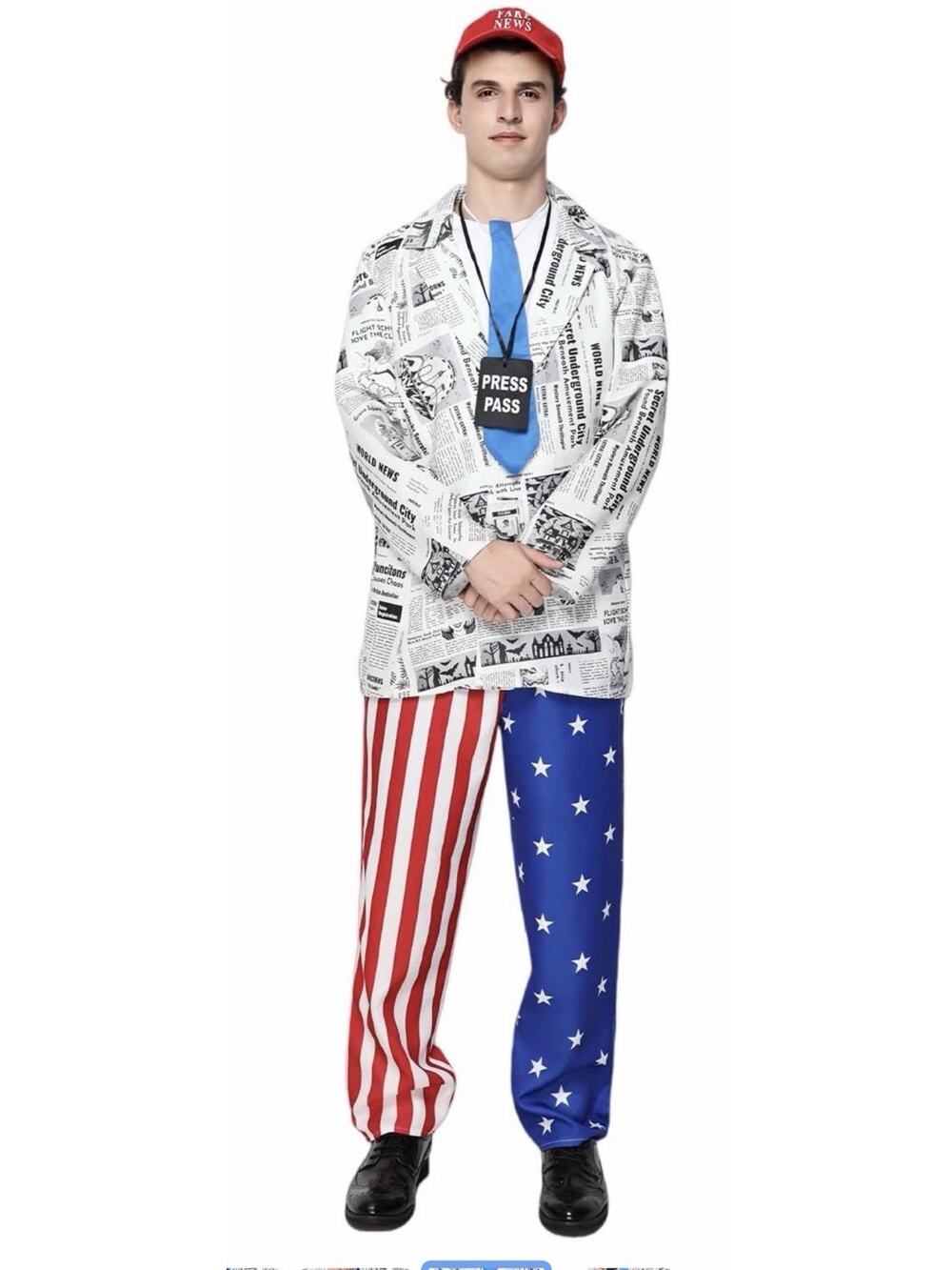 EraSpooky Mens Fake News Anchor Costume, News Reporter Xl